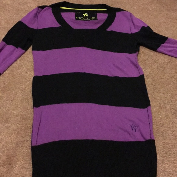 Nollie Purple/Black Long Sweater Size S - Picture 1 of 5